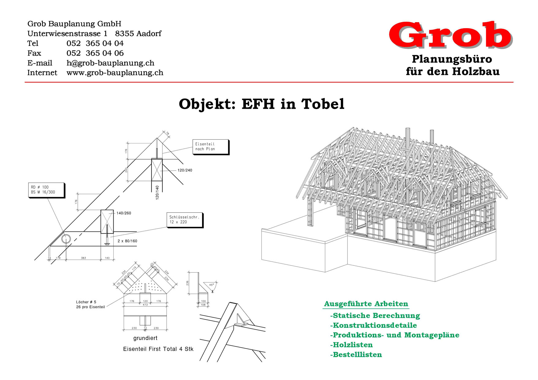 Holzbauplanung EFH in Tobel