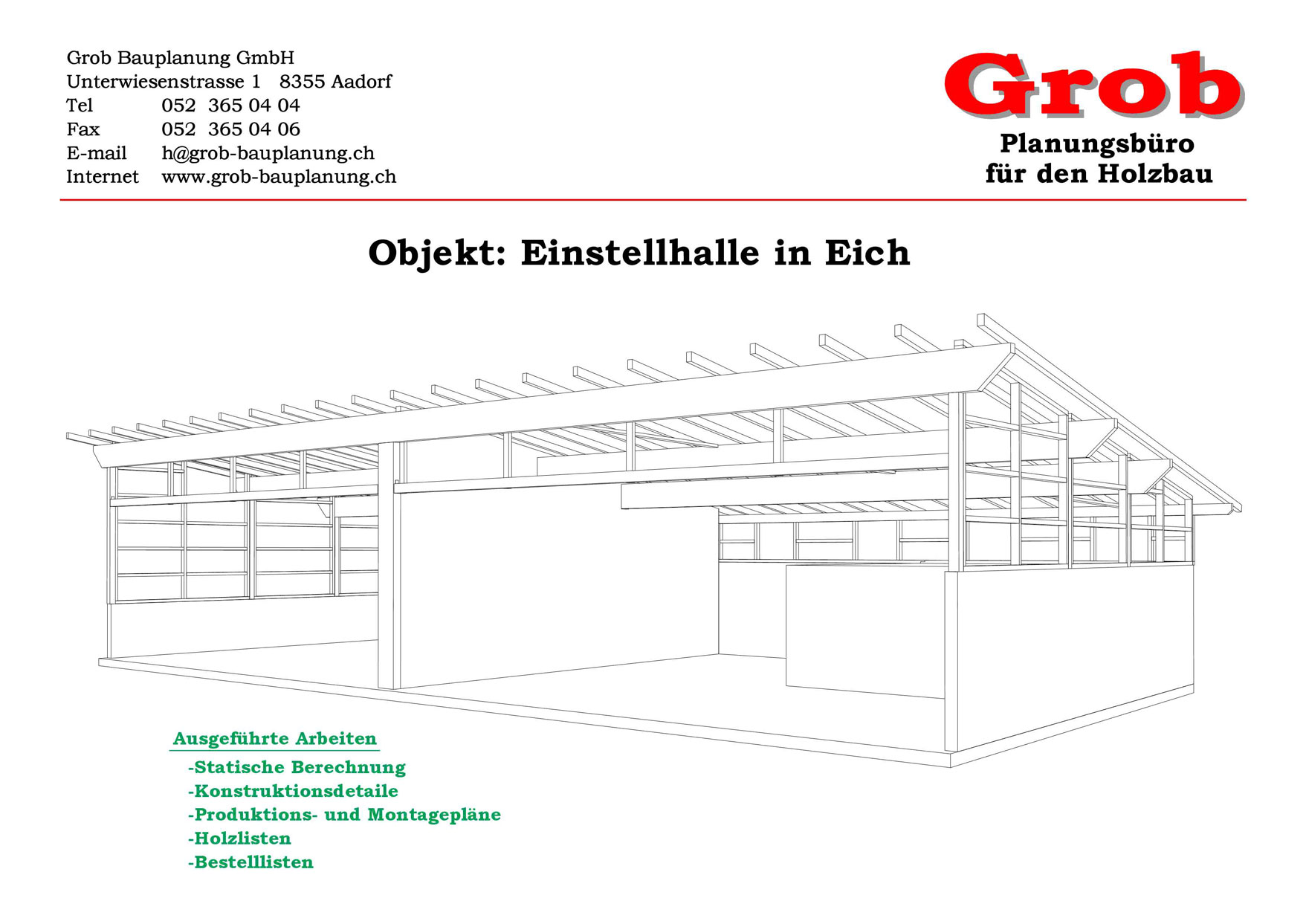 Holzbauplanung Einstellhalle in Eich